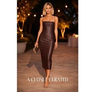 Aaizel Faux Leather Midi Dress 2 Brown NWT